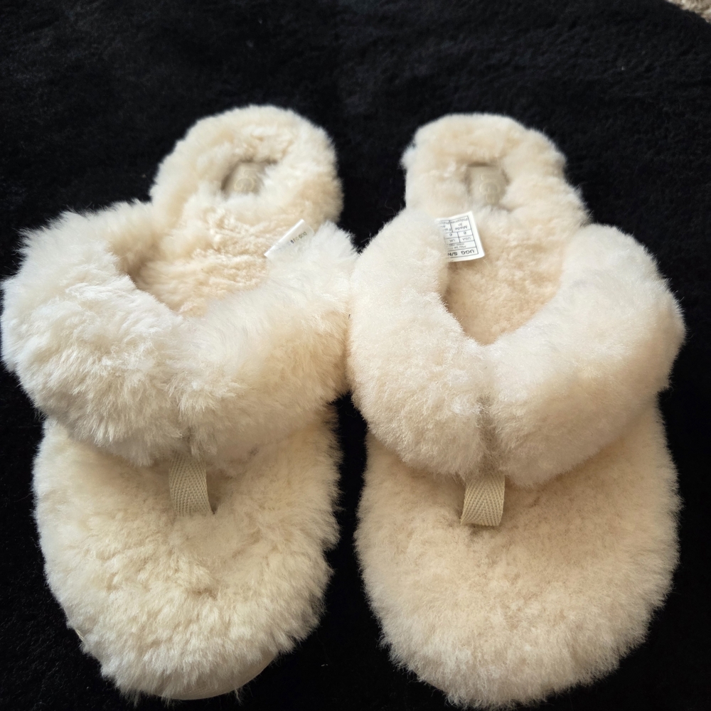 UGG Cream Fluff Flip Flop Slippers